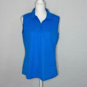 IZOD Golf Movement Cool FX Blue Sleeveless Polo Top L Athletic